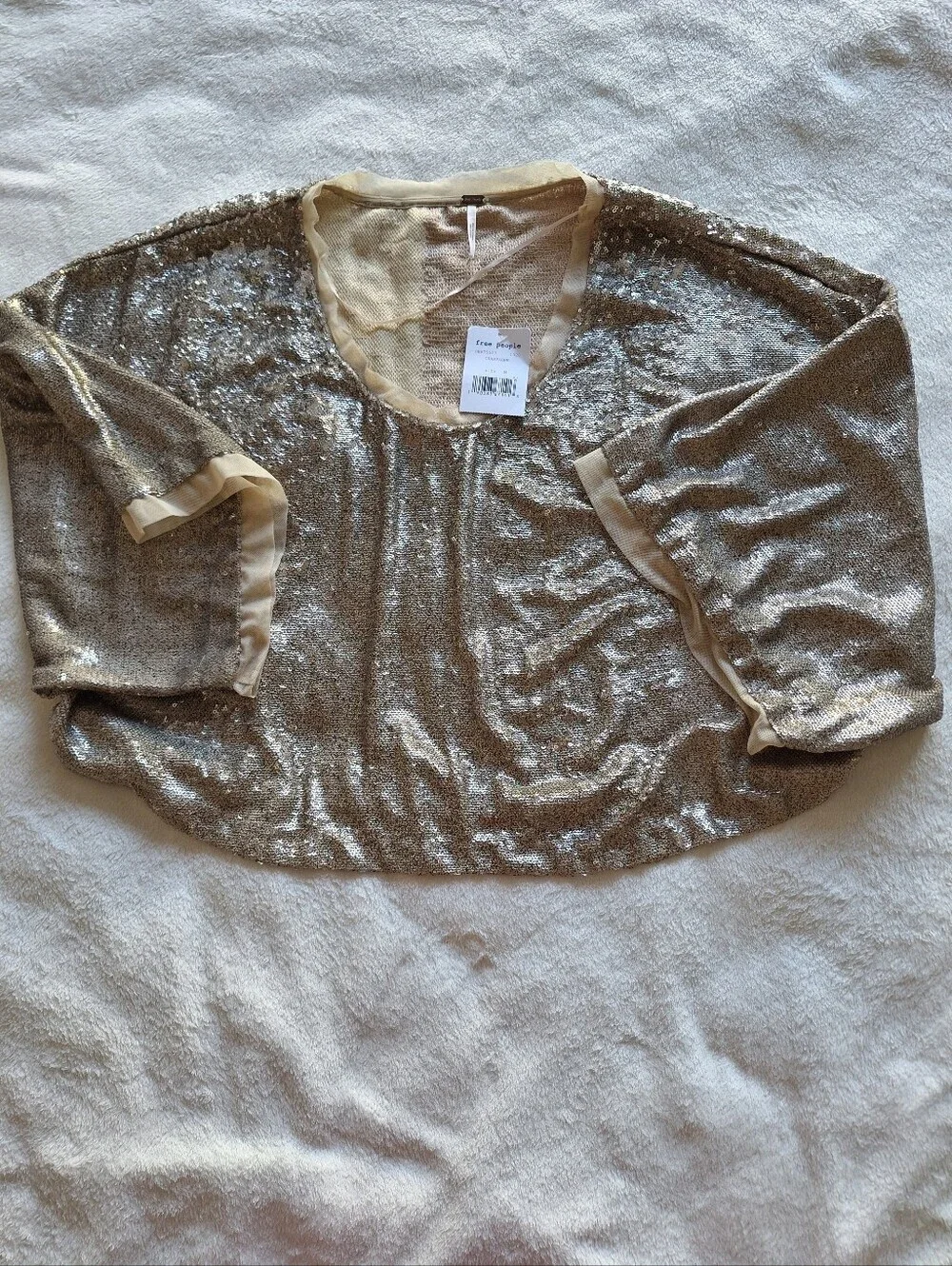 NWT Free People Champagne Dreams Sequin Oversized Top Size M